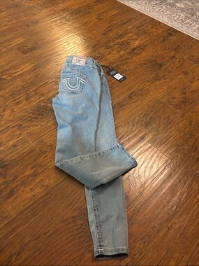 NWT True Religion Jennie Curvy mid rise Super Skinny Jeans Size 27 frosted wave